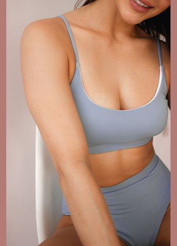 Комбінований літній топ серо-голубого цвета - light top kari shop atelier сіро-блакитний (155swt-blugr) Ova Ova Brand