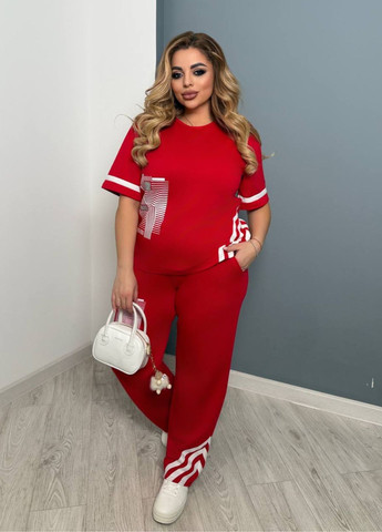 Женский костюм-двойка из двунитки, свободная кофта с накатами и брюки-клеш Україна (323196753)