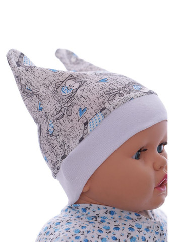 Шапка з вушками кулір сірий 1м+ (41961) BABYKROHA (317042815)