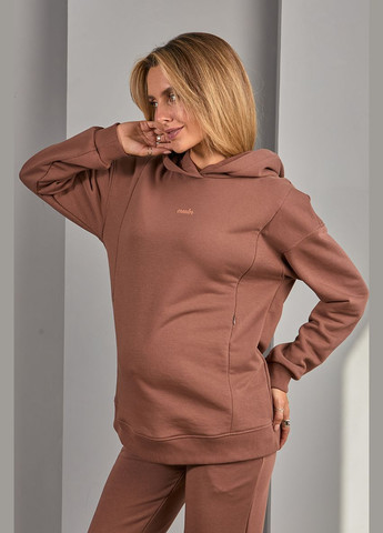 Худи для беременных и кормящих с секретом кормления из плотного трикотажа коричневое Юла мама (302434406)