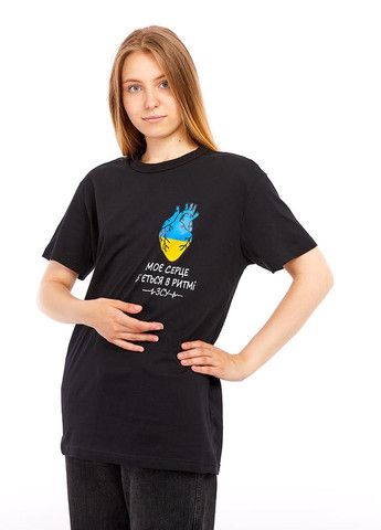Чорна літня футболка з патріотичним малюнком унісекс 101540 Power