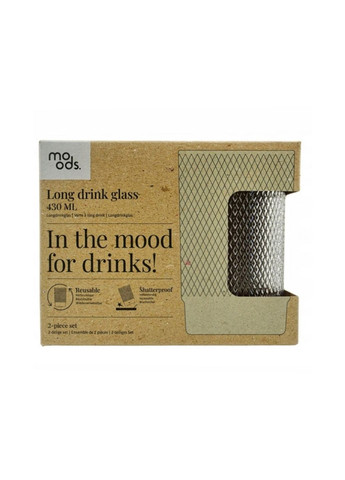 Многоразовые пластиковые стаканы 430 мл 2 шт прозрачный Moods (338427541)