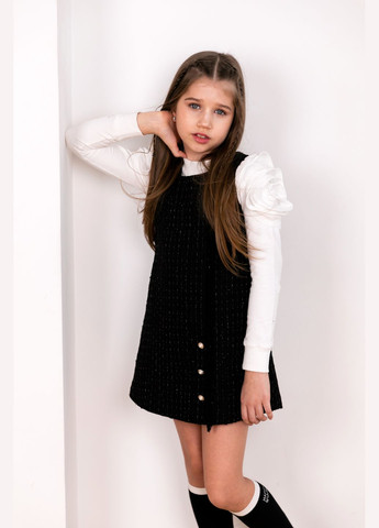 Красивый сарафан твидовый черный для девочек. Sisters Cherries