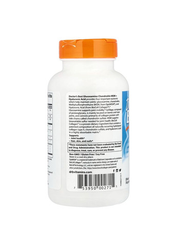 Глюкозамин Хондроитин МСМ + Гиалуроновая Кислота, BioCell Collagen, 150 капсул Doctor's Best (330626544)