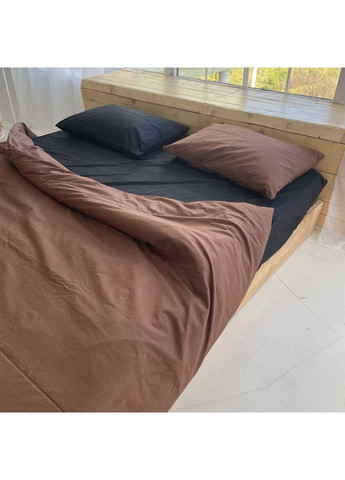 Постільна білизна з резинкою Шоколад+чорний ранфорс Двухспальний розмір, наволочки 50/70 No Brand (363194744)