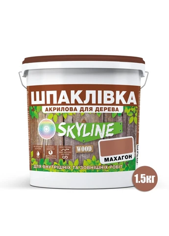Wood Шпаклівка акрилова для дерева Махагон 1.5 кг, готова до застосування, швидковисихаюча для меблів SkyLine (396375846)