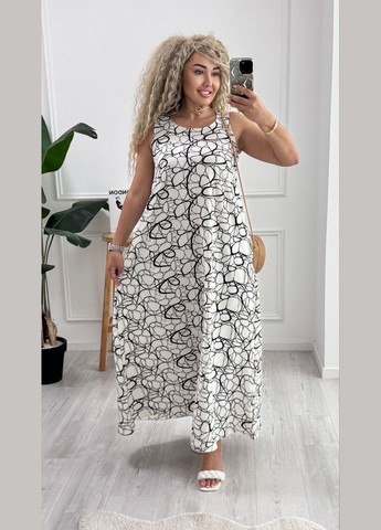 Чорно-білий повсякденний, кежуал жіноча сукня Style Point з абстрактним візерунком