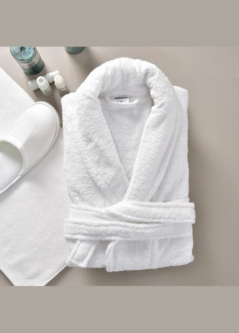 Махровий халат із шалевим коміром, білий, щільність 400 г/м, розмір XXL для готелів, дому та спа IDEIA (342128480)