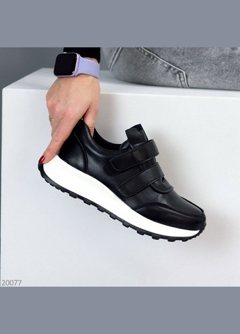 Чорні шкіряні кросівки на липучках, кросівки Yimeili Meris чорні демісезони (300090568)