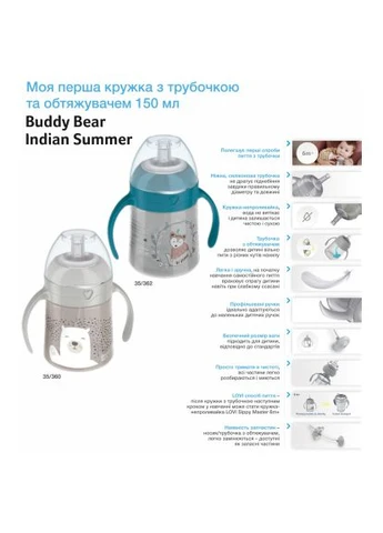 Поильник-непроливайка Indian Summer с трубочкой и утяжелителем 150 мл (35/362) Lovi Indian Summer з трубочкою та обтяжувачем 150 мл (401749227)