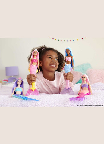 Русалка с разноцветными волосами серии Дримтопия (HGR08), персиковорозовый хвост Barbie (290841649)