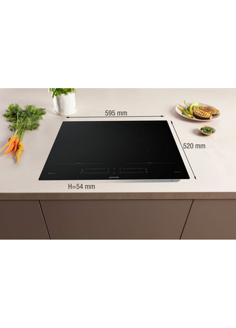 Варильна поверхня індукційна, 60см, PowerBoost, TouchControl, Wi-Fi, збільшена площа приготування, чорний Gorenje (362213592)