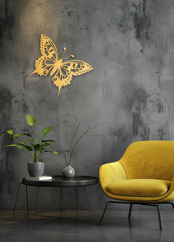 Дерев'яна картина на стіну, декор в кімнату "Політ метелика", оригінальний подарунок 25х28 см Woodyard (292112927)