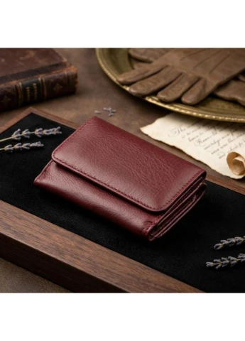 Компактний жіночий гаманець на кнопці 18885 Темно-червоний st leather (394034431)