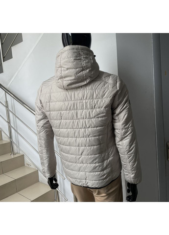 Бежева куртка демісезонна чоловіча стьогана капюшон 48 світла 172