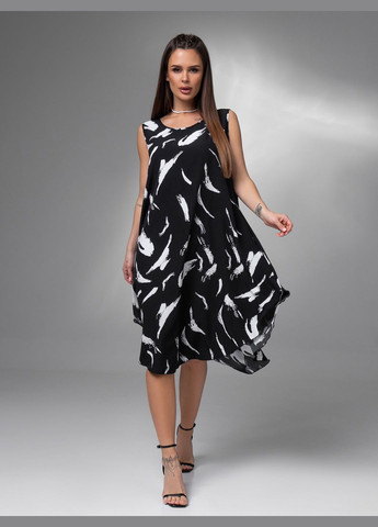 Чорна повсякденний сукні ISSA PLUS з абстрактним візерунком