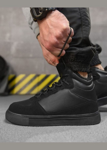 Черные зимние мужские зимние кроссовки на меху черные No Brand