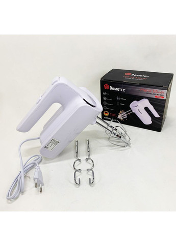 Ручний міксер R.6653W кухонний міксер із насадками 5 швидкостей 800 Вт білий Domotec (367860895)