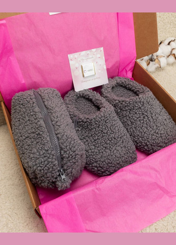 Подарочный набор Тедди тапочки та косметичка Графит Maybel (304392832)