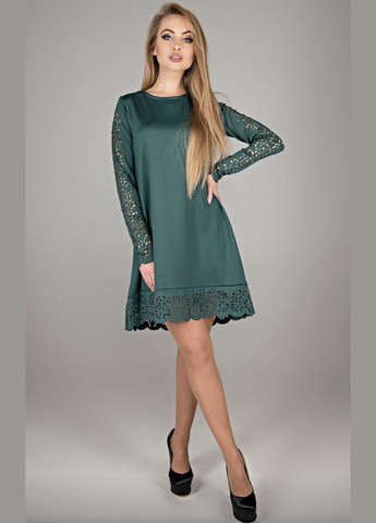 Зеленое повседневный, праздничный, коктейльное, вечернее платье клеш Olis-Style однотонное