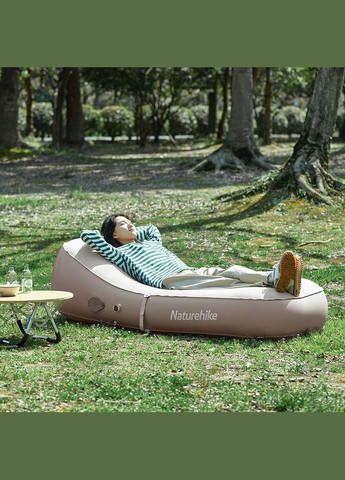Матрац надувний CNH22DZ027 з підголовником та вбудованою помпою Бежевий (6975641885450) Naturehike (306815925)