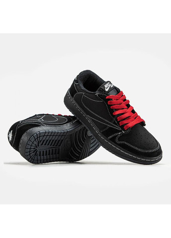 Черные демисезонные кроссовки мужские nike air jordan 1 low x travis scott найк аир джордан No Brand