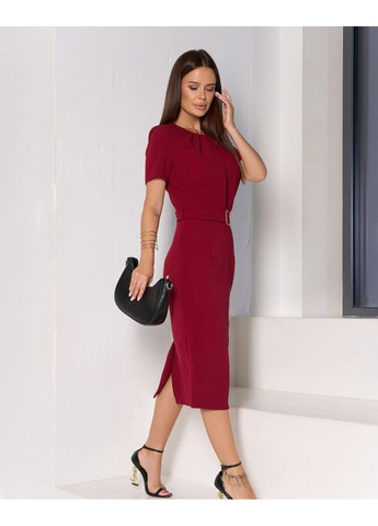 Бордовое деловое платья 14154a бордовый ISSA PLUS