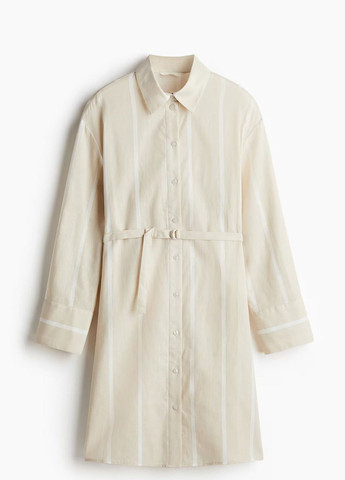 Светло-бежевое деловое платье H&M в полоску