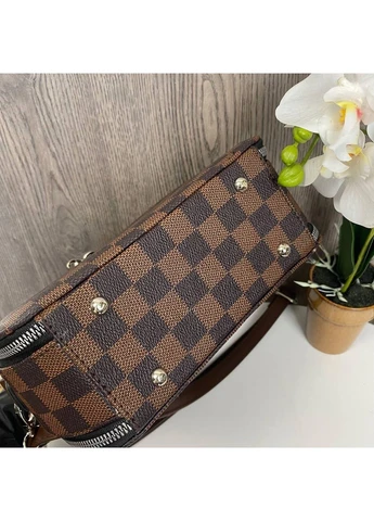 Клатч у клітинку з ременем-карабіном з екошкіри Louis Vuitton(KS_1063К) No Brand (383877834)