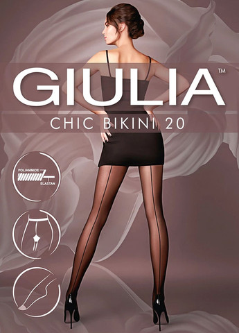Колготки с эффектным швом и ажурными бикини CHIC BIKINI 20 DEN (nero/rosso-3) Giulia (280952088)