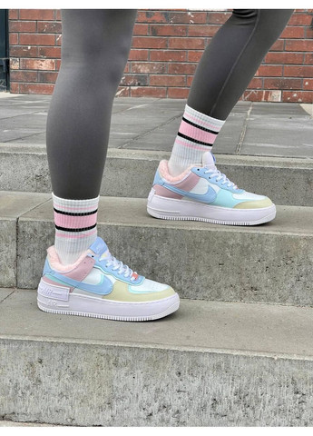 Белые зимние кроссовки мужские nike air force 1 shadow white glacier blue ghost fur найк аир форс 1 премиум No Brand