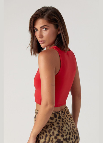 Однотонний кроп-топ із еластичної тканини - чорний колір Lurex (335077376)