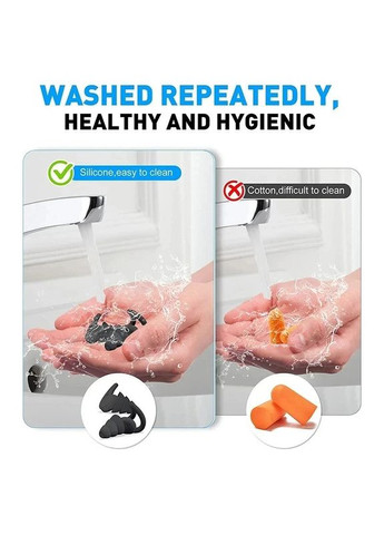 М'які багаторазові беруші з силікону з 3 шарами захисту Шумопоглинаючі затички для сну і плавання Чорні No Brand (362412772)