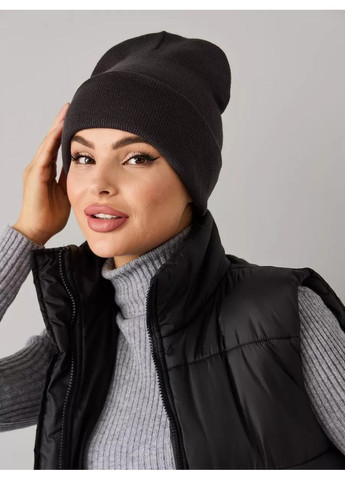 Молодежная двухслойная шапка бини лонг No Brand Шапка біні лонг лопата (362411543)