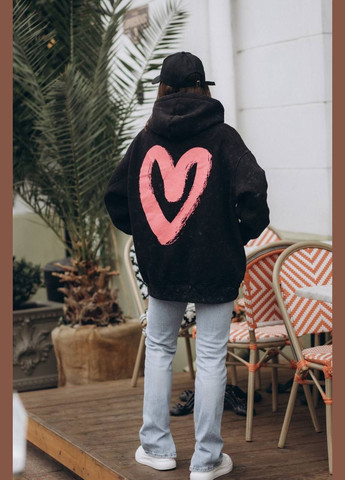 Мега стильний утеплений жіночий худі «Сердце» в стилі Oversize. Не кашлатится! Туреччина! No Brand (333031681)