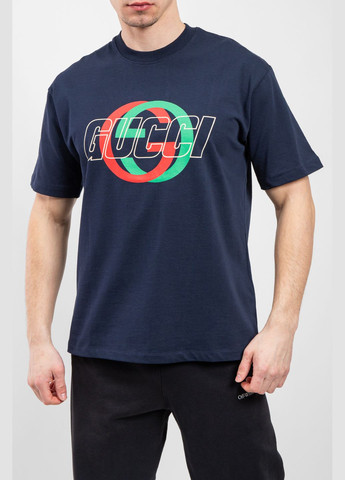 Темно-синяя темно-синяя хлопковая футболка с логотипом double g Gucci