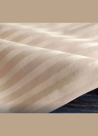 Комплекти постільної білизни євро 200x220 см бавовняна сатин страйп в полоску однотоннна якісна Бежевий No Brand (327890391)
