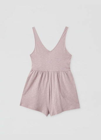 Комбинезон из хлопка Pull & Bear однотонный розовый кэжуал