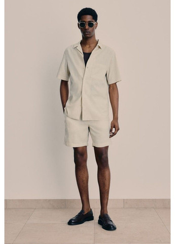 Чоловіча лляна сорочка стандартного крою Н&М (56930) S Світло-бежева H&M (290704977)