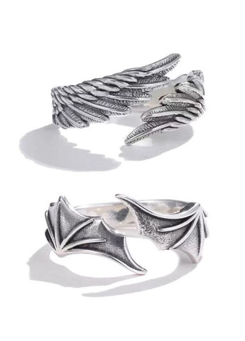 2 шт. Мужское женское обручальное двойное кольцо парные кольца Крылья Ангела и Демона размер регулируемый Fashion Jewelry (285110695)
