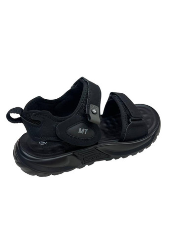 Черные подростковые босоножки на мальчика черные MT на липучке