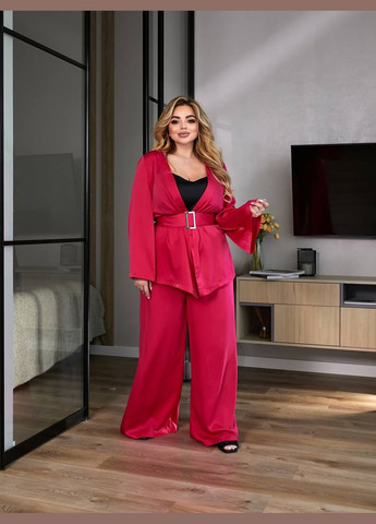 Жіночий костюм-двійка з шовку колір рожевий р.46/48 454689 New Trend (290111626)