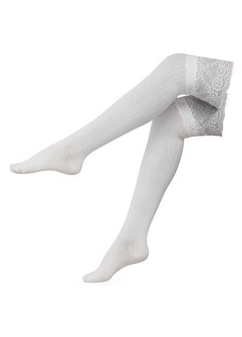 Чулки кружевные в рубчик трикотажные молочные 19170 XXS-XL No Brand (307930881)