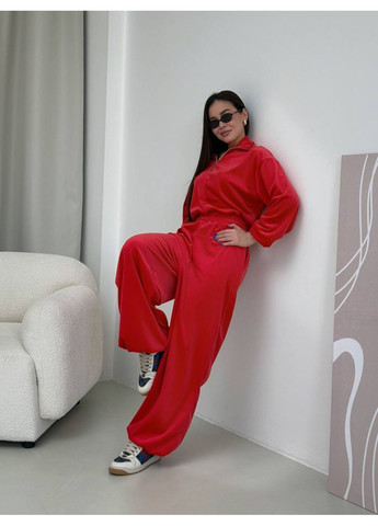 Велюровий комбінезон Україна червоний спортивний, повсякденний, джинсовий, кежуал велюр