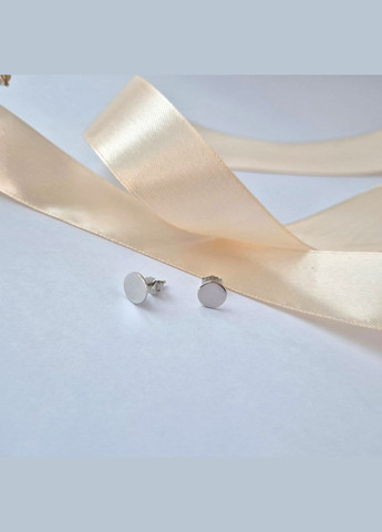 Серебряные сережки гвоздики на фиксаторах Монетки без камней серебро 925 пробы Родированное с2/1078 1.20г No Brand (313452965)