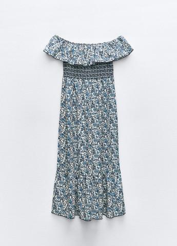 Синя повсякденний сукня Zara з квітковим принтом