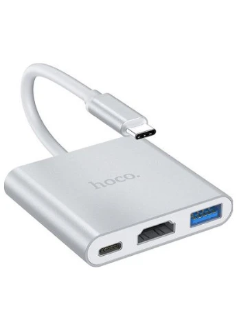 Концентратор USB-C to USB3.0+HDMI+PD HB14 Silver (6931474725790) Hoco (397093697)