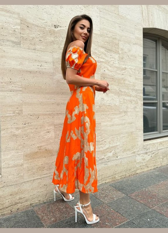 Оранжевое платье 14749 оранжевое ISSA PLUS однотонное