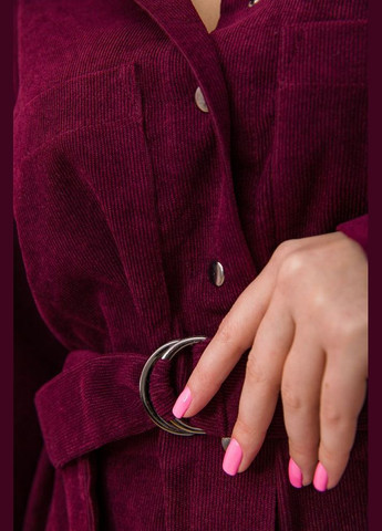 Бордова вельветова сукня-сорочка з поясом бордового кольору Ager