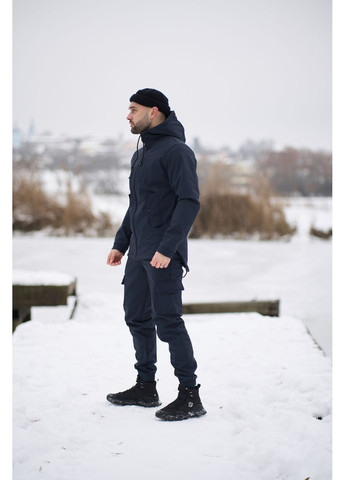 Чоловічий костюм Softshell синій — утеплений водовідштовхувальний комплект (куртка + штани) Intruder (367007682)